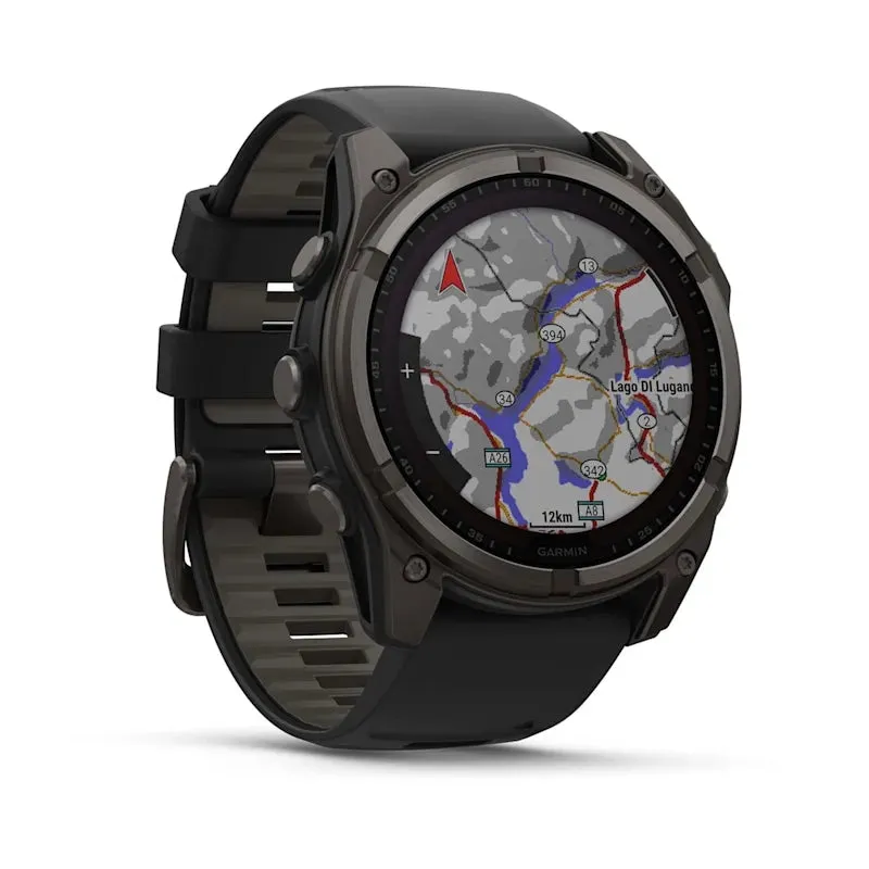 * Fenix 8 - 51 Mm, Solar, Sapphire Carbon Gray Dlc Titanium with Black/Pebble Grey Silicone Band