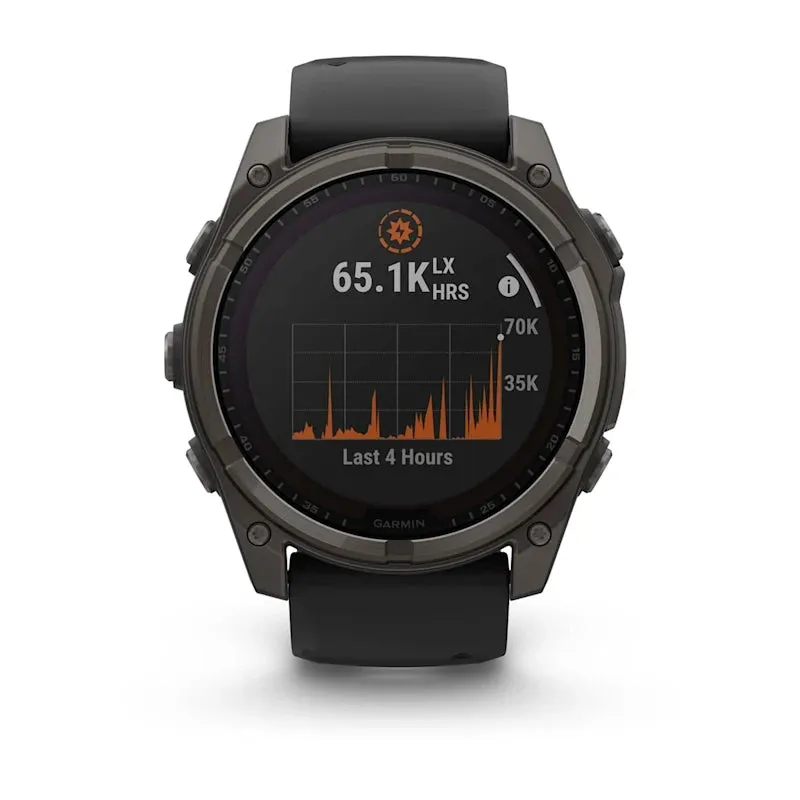 * Fenix 8 - 51 Mm, Solar, Sapphire Carbon Gray Dlc Titanium with Black/Pebble Grey Silicone Band