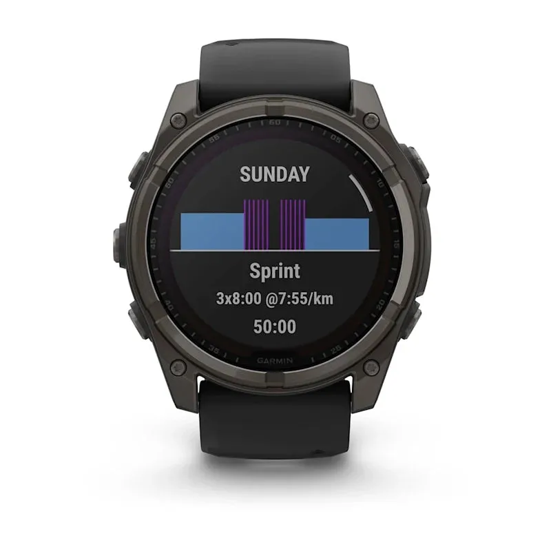 * Fenix 8 - 51 Mm, Solar, Sapphire Carbon Gray Dlc Titanium with Black/Pebble Grey Silicone Band