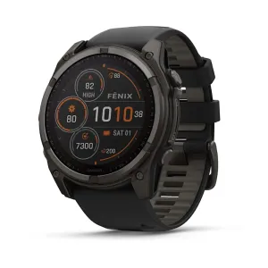 * Fenix 8 - 51 Mm, Solar, Sapphire Carbon Gray Dlc Titanium with Black/Pebble Grey Silicone Band