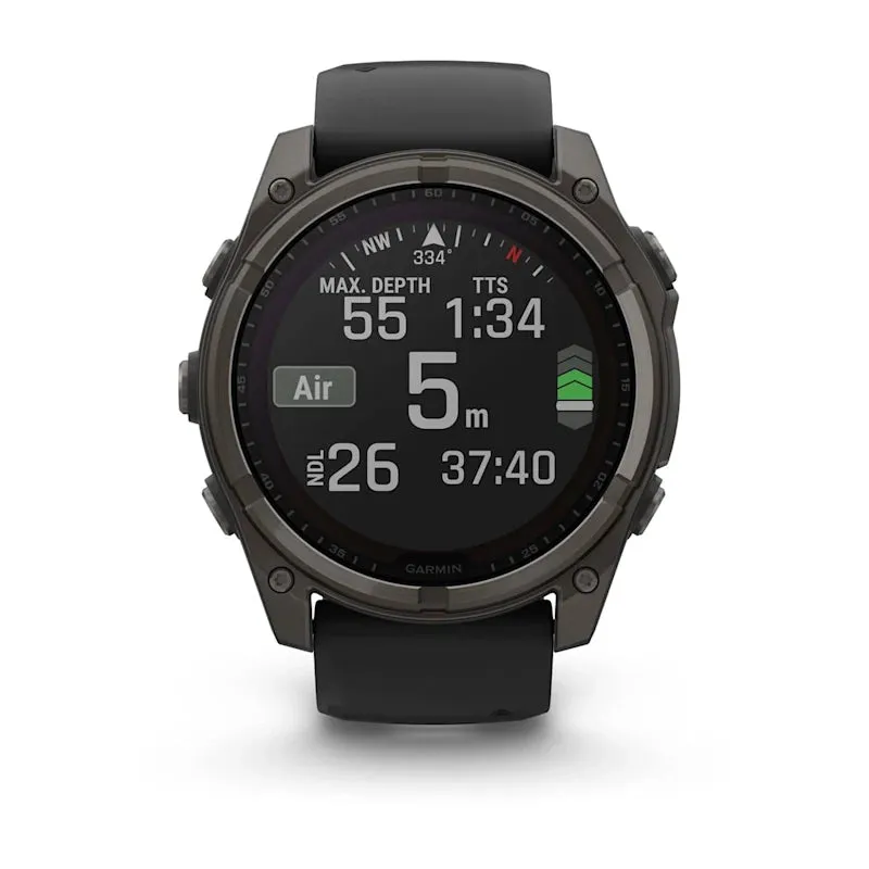 * Fenix 8 - 51 Mm, Solar, Sapphire Carbon Gray Dlc Titanium with Black/Pebble Grey Silicone Band