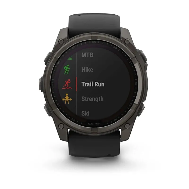 * Fenix 8 - 51 Mm, Solar, Sapphire Carbon Gray Dlc Titanium with Black/Pebble Grey Silicone Band