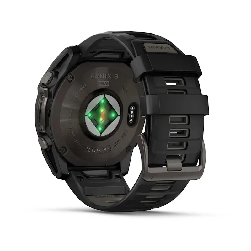 * Fenix 8 - 51 Mm, Solar, Sapphire Carbon Gray Dlc Titanium with Black/Pebble Grey Silicone Band
