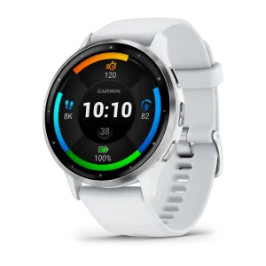 * Venu 3 Silver Stainless Steel Bezel With Whitestone Case and Silicone Band