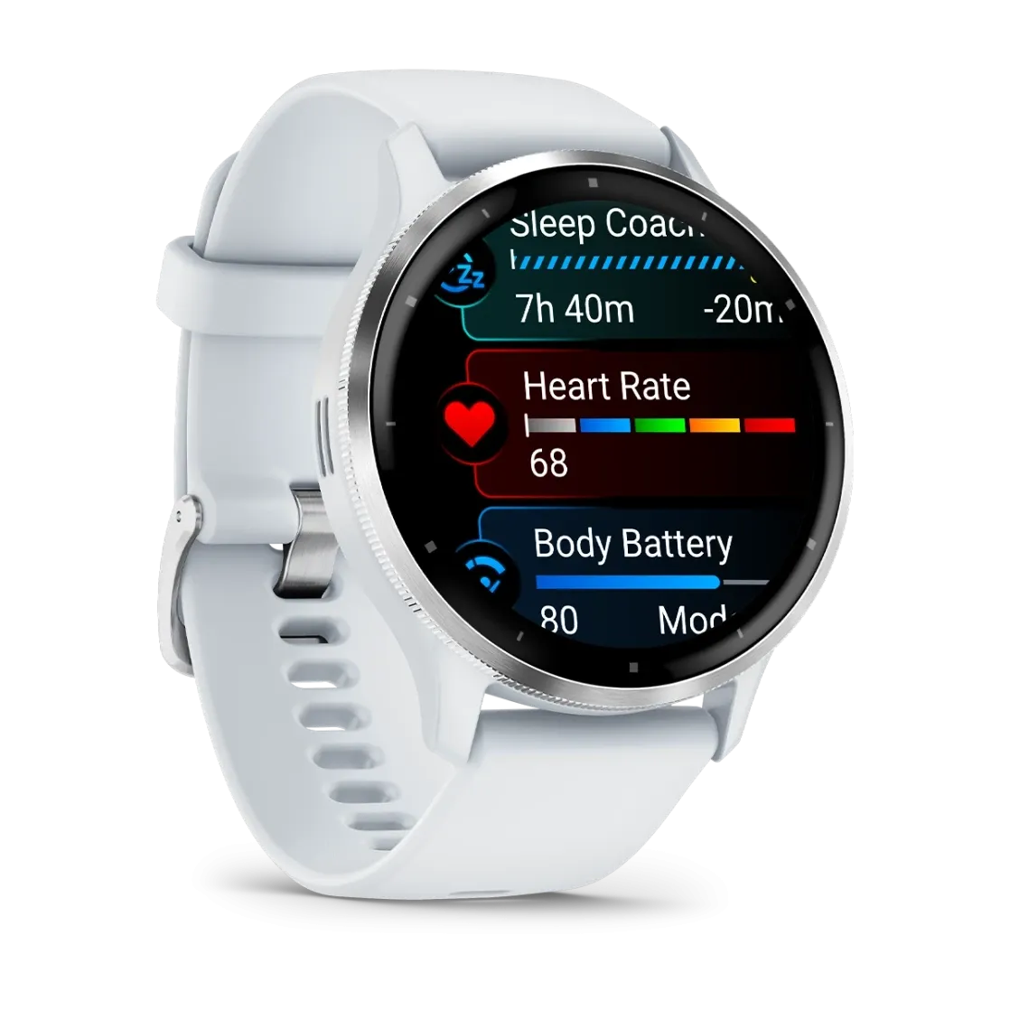 * Venu 3 Silver Stainless Steel Bezel With Whitestone Case and Silicone Band