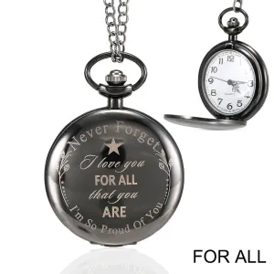1 Pcs Men Women Quartz Pocket Watch Meaningful Gifts For All & to My Brother Letter Printed Case with Chain LL@17