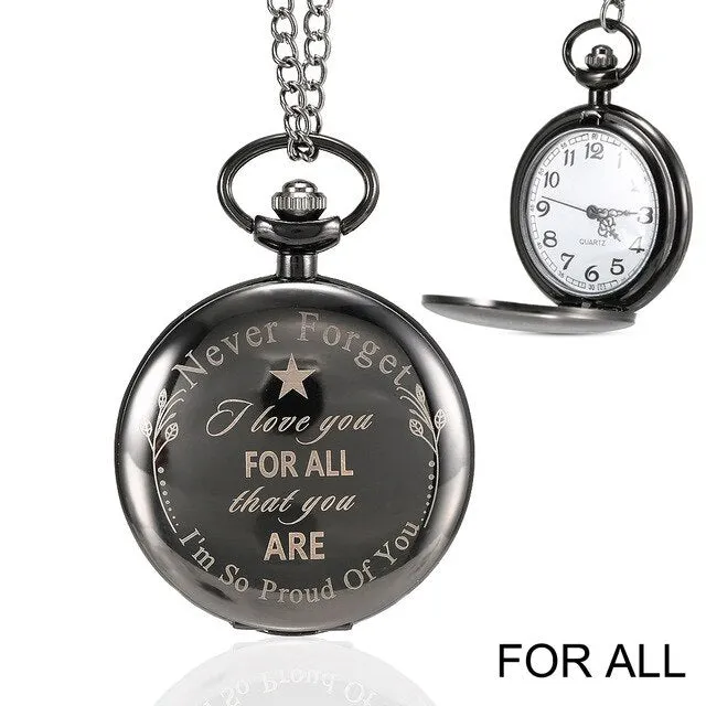 1 Pcs Men Women Quartz Pocket Watch Meaningful Gifts For All & to My Brother Letter Printed Case with Chain LL@17