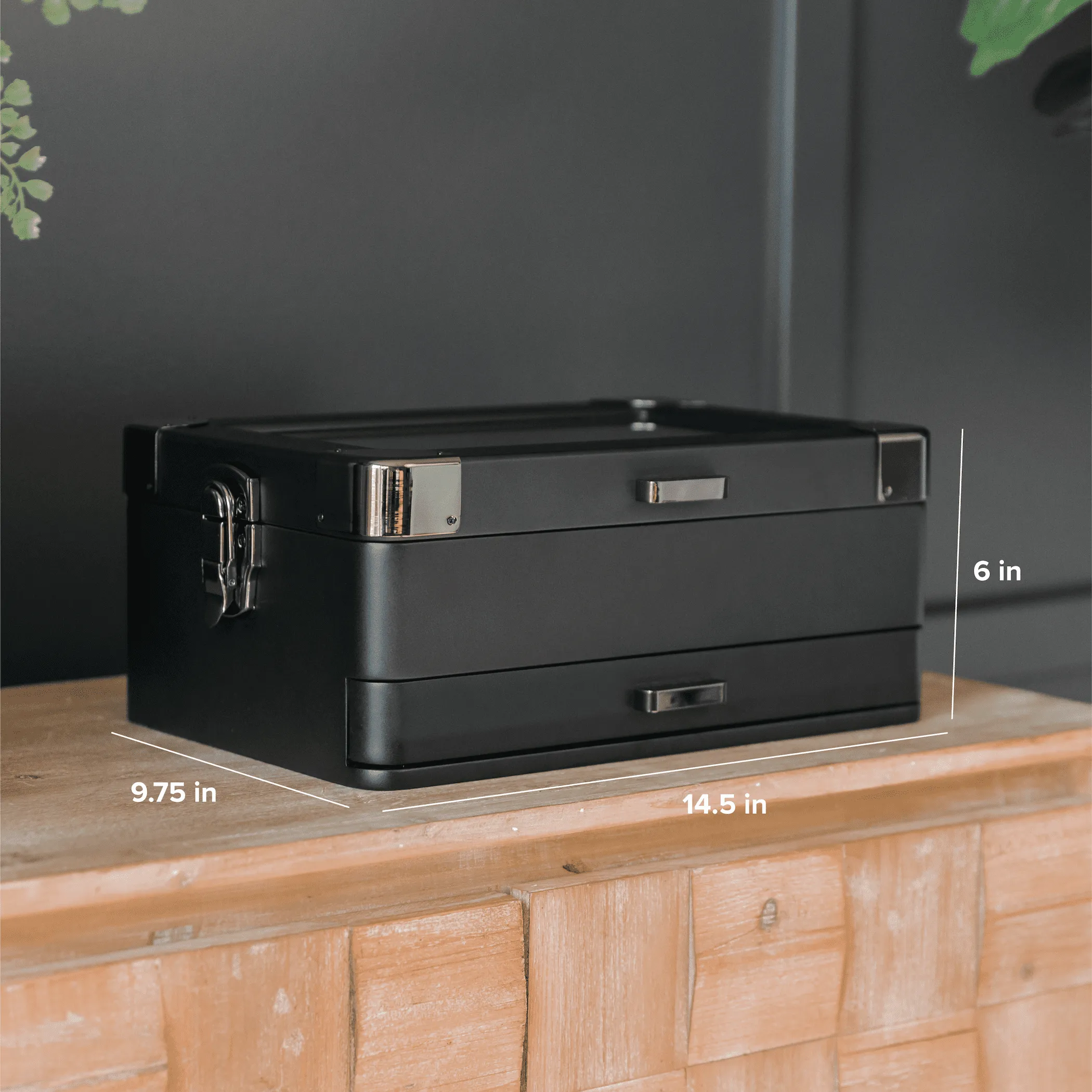 10-Slot Black Watch Box with Modular Storage & Accessory Drawer