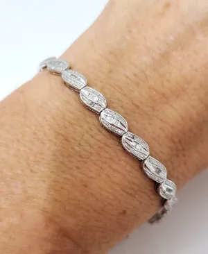 1.00CT T.W. BAGUETTE & ROUND DIAMOND BRACELET in 10K WHITE GOLD
