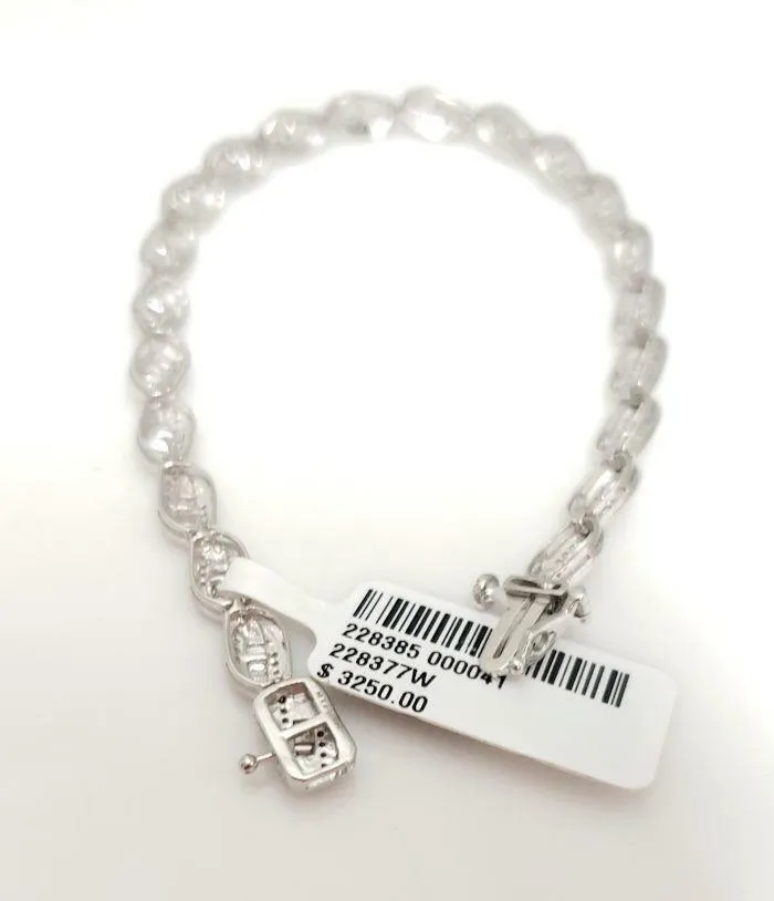 1.00CT T.W. BAGUETTE & ROUND DIAMOND BRACELET in 10K WHITE GOLD