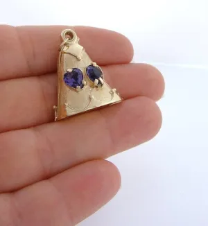 14K YELLOW GOLD HEART AMETHYST CUSTOM BELL CHARM
