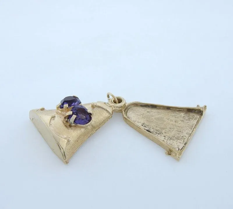 14K YELLOW GOLD HEART AMETHYST CUSTOM BELL CHARM