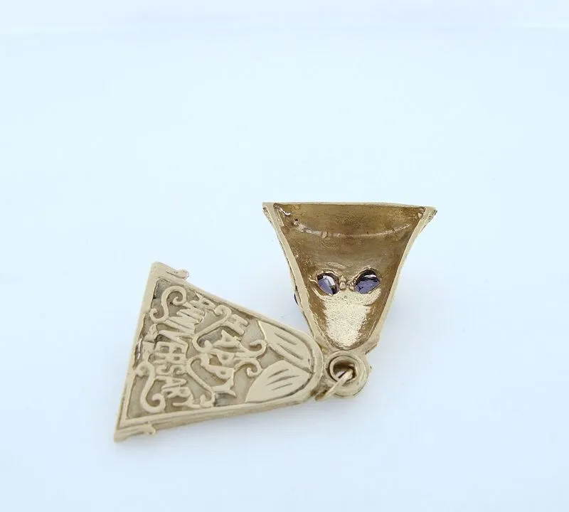 14K YELLOW GOLD HEART AMETHYST CUSTOM BELL CHARM