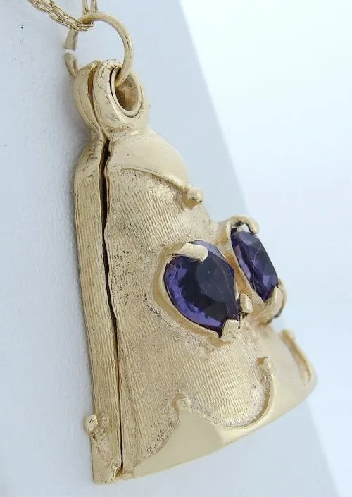14K YELLOW GOLD HEART AMETHYST CUSTOM BELL CHARM