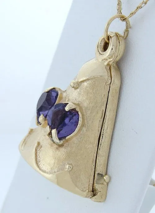 14K YELLOW GOLD HEART AMETHYST CUSTOM BELL CHARM