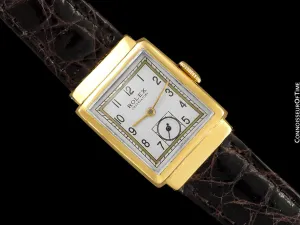 1930's Rolex Observatory Art Deco Vintage Mens Midsize Unisex Watch with Hooded Lugs - 18K Gold Plated