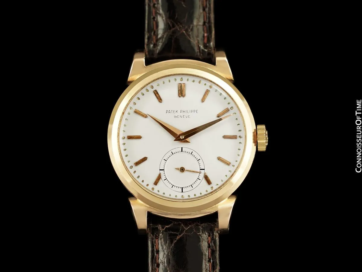 1953 Patek Philippe Vintage Mens Ref. 1491 "Scroll Lug" 18K Rose Gold Watch - Papers