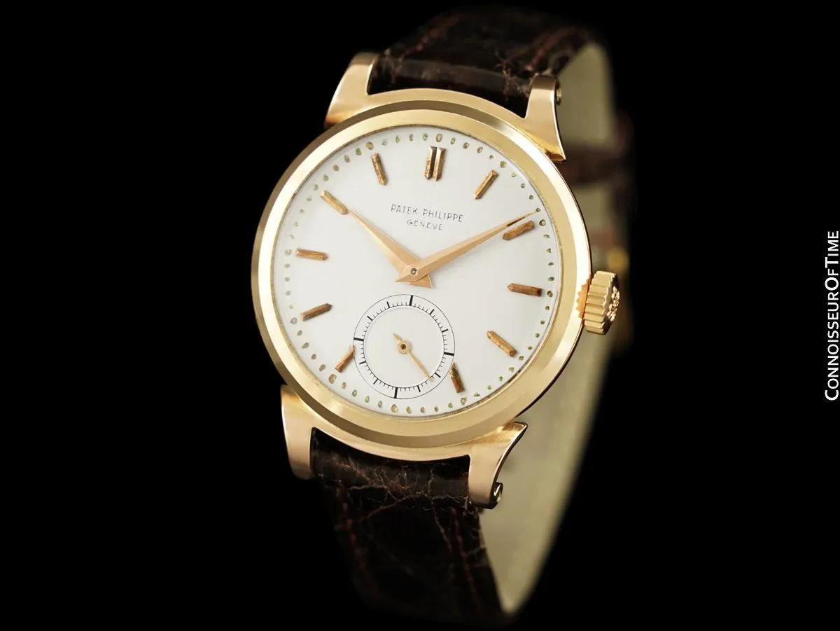 1953 Patek Philippe Vintage Mens Ref. 1491 "Scroll Lug" 18K Rose Gold Watch - Papers