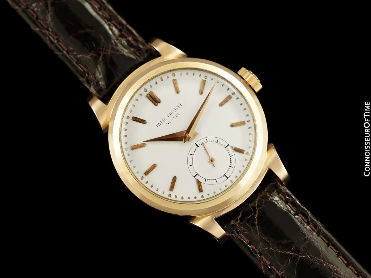 1953 Patek Philippe Vintage Mens Ref. 1491 "Scroll Lug" 18K Rose Gold Watch - Papers