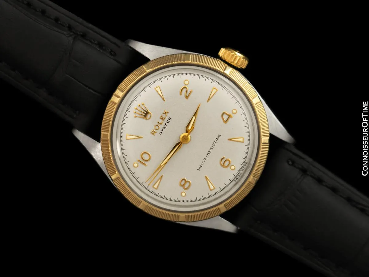 1954 Rolex Oyster Shock-Resisting Classic Vintage Mens Handwound Watch - Stainless Steel & 18K Gold