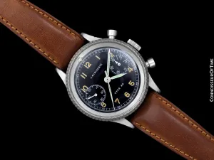 1955 J. Auricoste Vintage Mens French Type 20 (Breguet XX style) Flyback Military Chronograph Watch