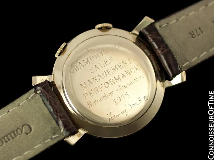 1955 Jaeger-LeCoultre Memovox Vintage Mens Wrist Alarm, 10K Gold Filled - Ford Motor Co.