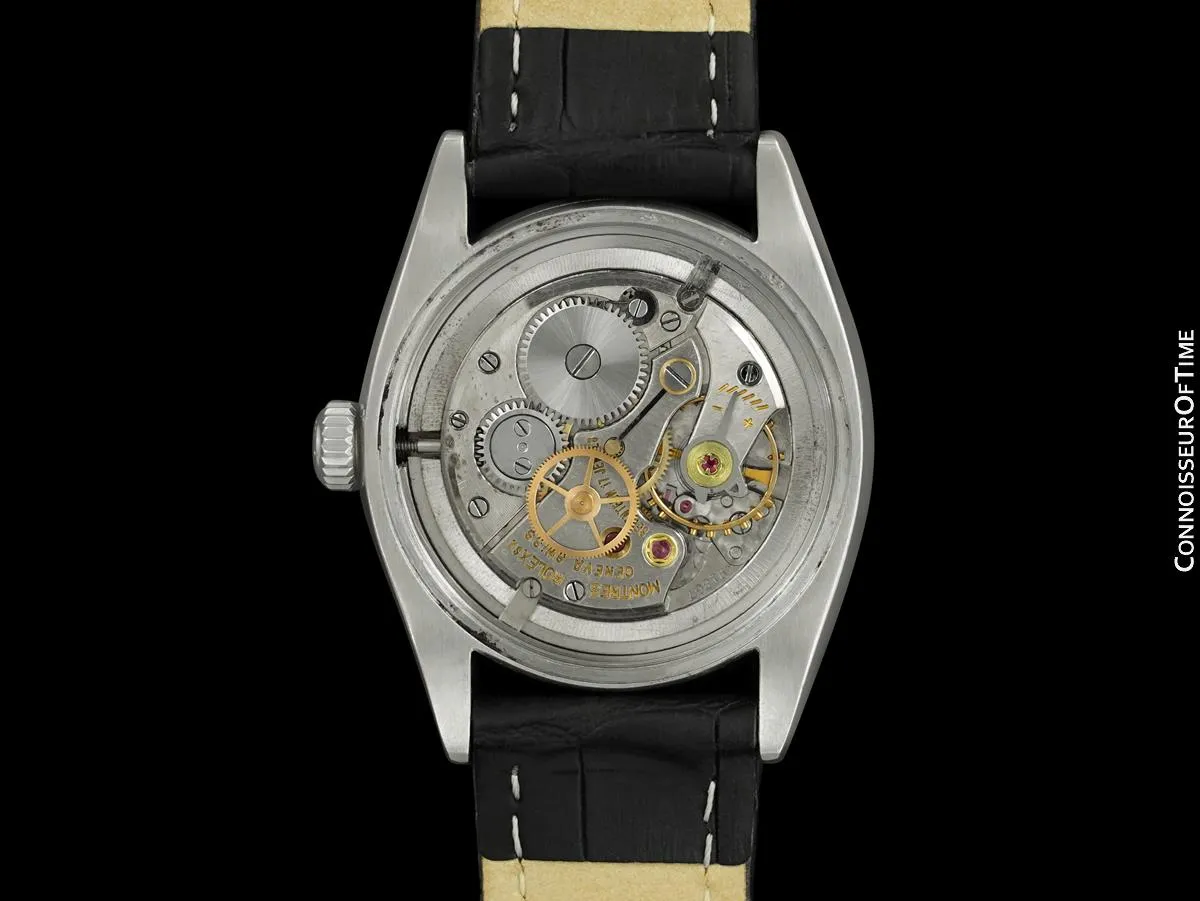 1957 Rolex Oyster Precision Classic Vintage Mens Handwound Watch with Black Dial - Stainless Steel