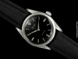1957 Rolex Oyster Precision Classic Vintage Mens Handwound Watch with Black Dial - Stainless Steel