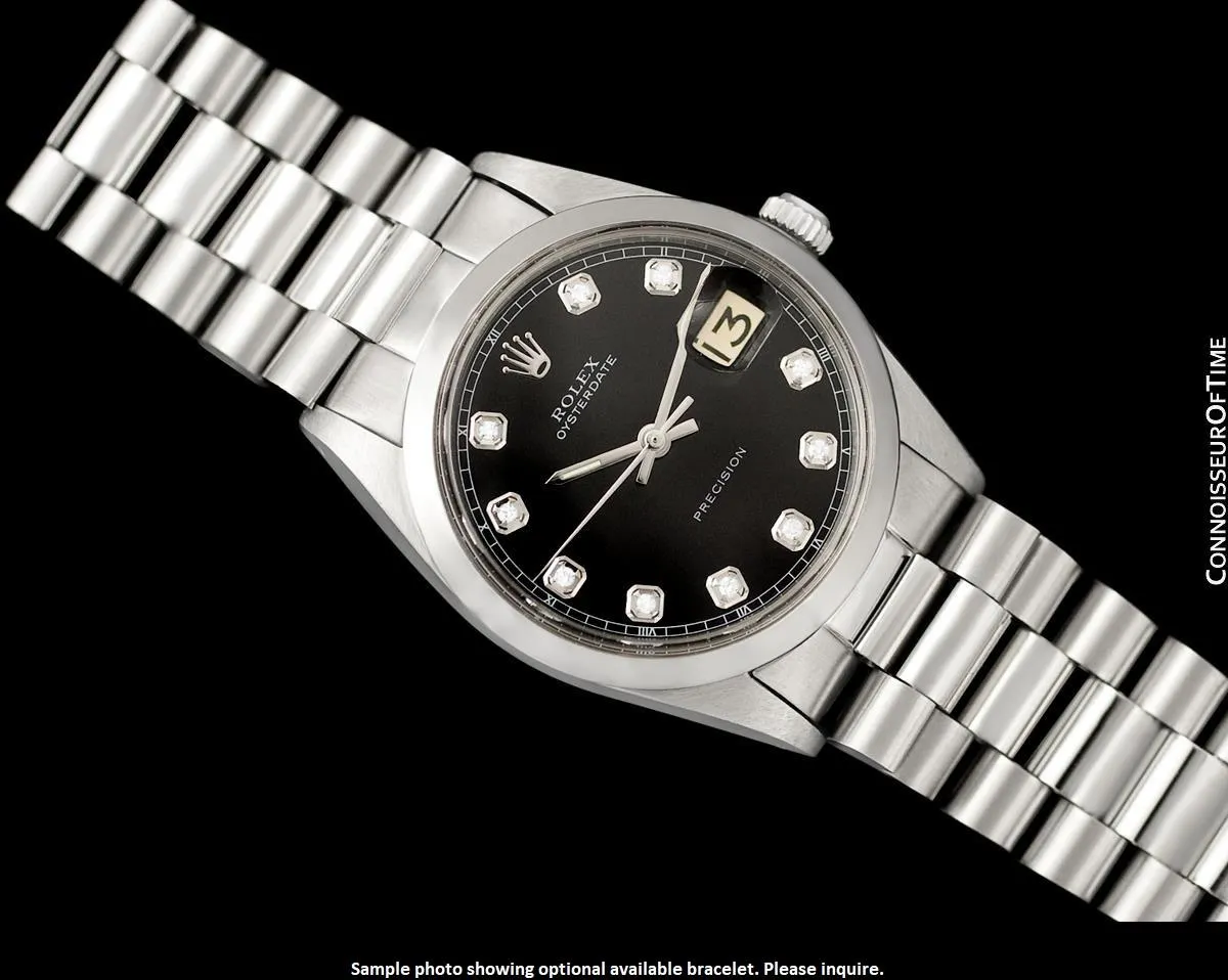 1957 Rolex Oyster Precision Classic Vintage Mens Handwound Watch with Black Dial - Stainless Steel