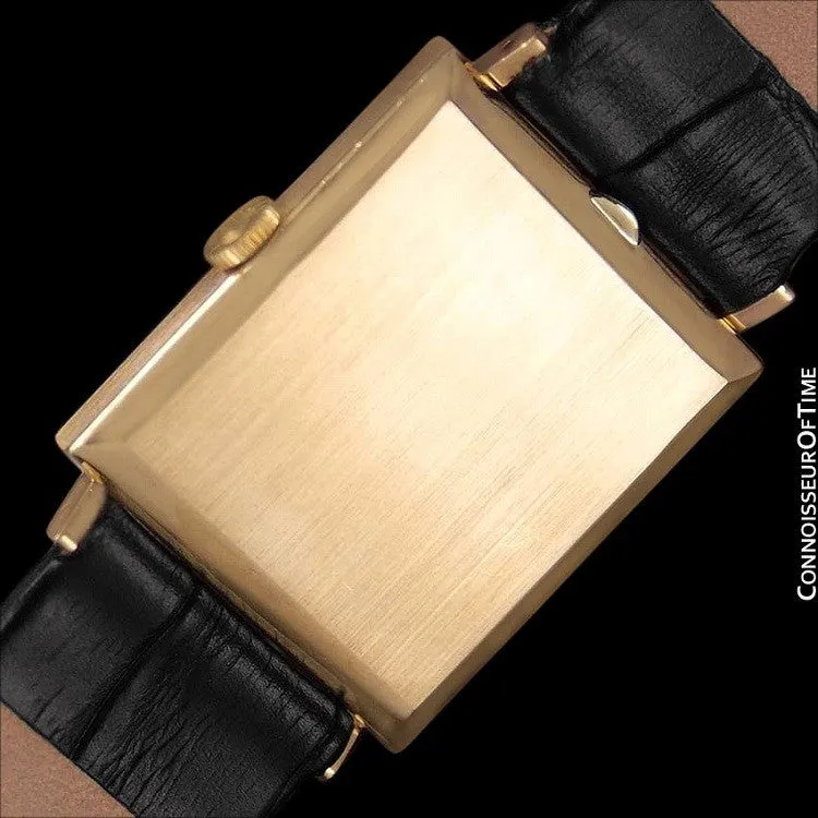 1960's Rolex Cellini Vintage Mens Midsize Rectangular Handwound Watch, White Dial, Ref. 3603 - 18K Gold