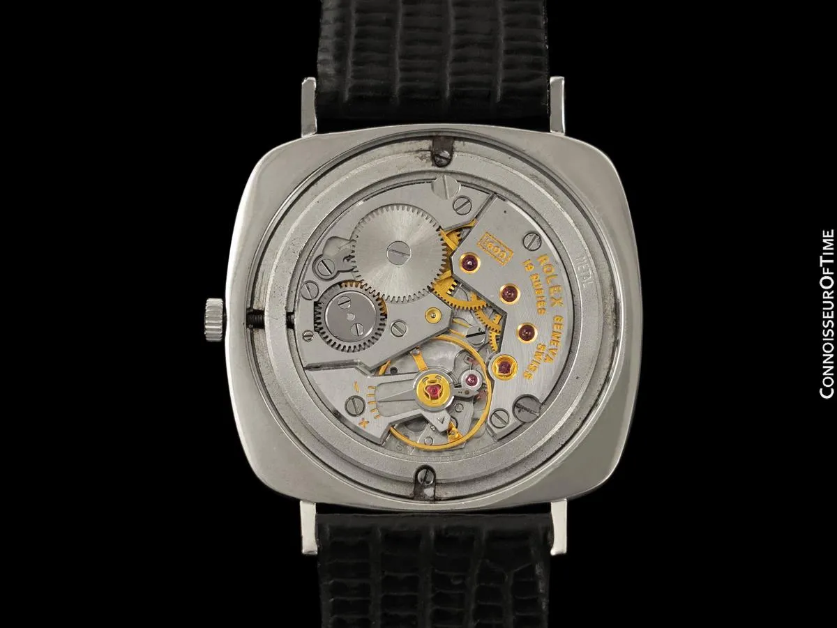 1967 Rolex Cellini Vintage Mens Handwound TV Watch with Bark Bezel, Ref. 3736 - 18K White Gold