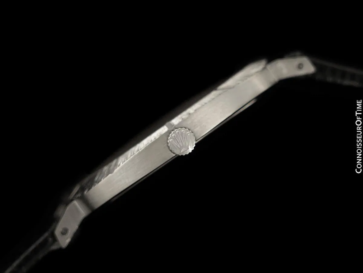 1967 Rolex Cellini Vintage Mens Handwound TV Watch with Bark Bezel, Ref. 3736 - 18K White Gold