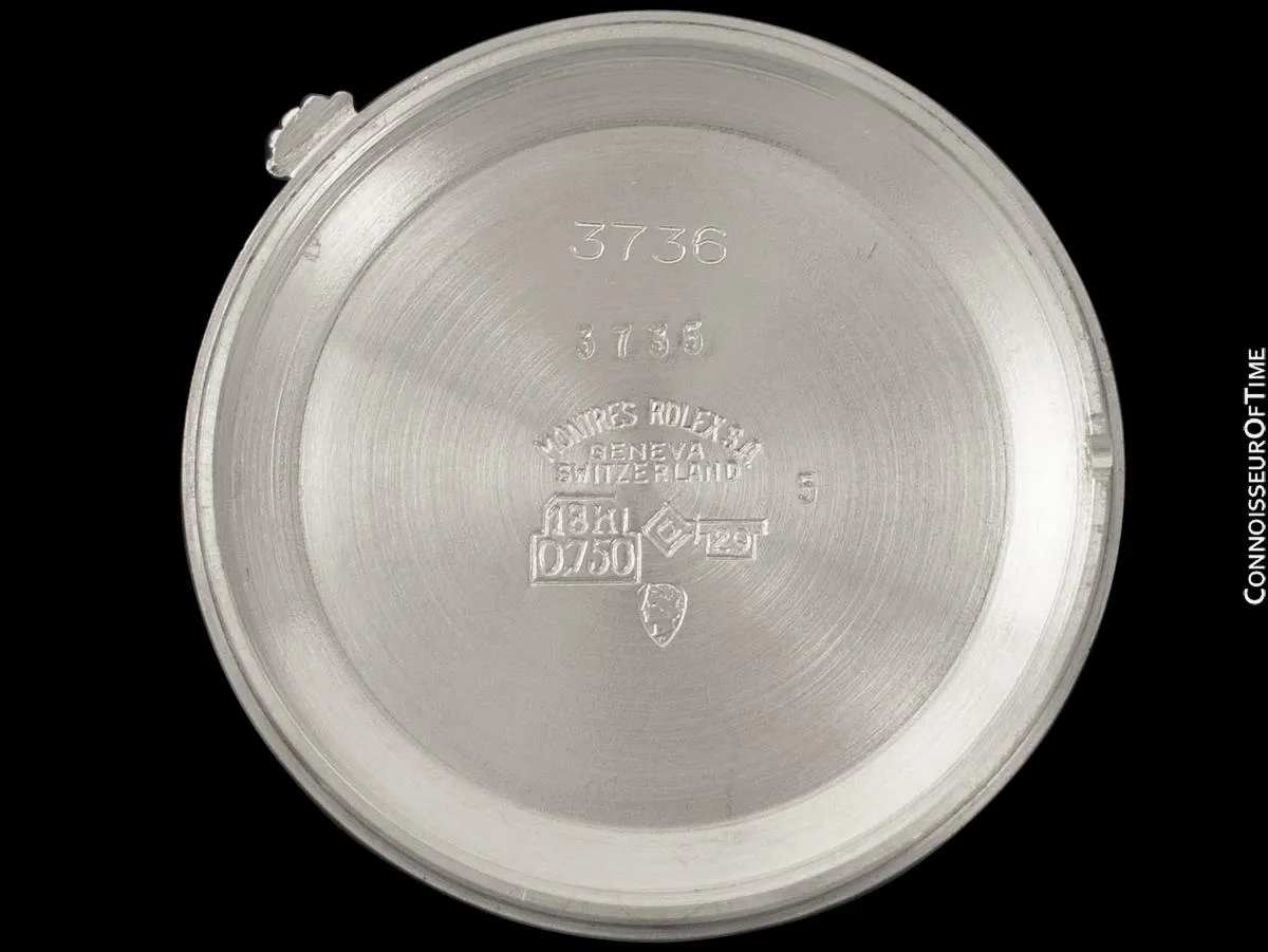 1967 Rolex Cellini Vintage Mens Handwound TV Watch with Bark Bezel, Ref. 3736 - 18K White Gold