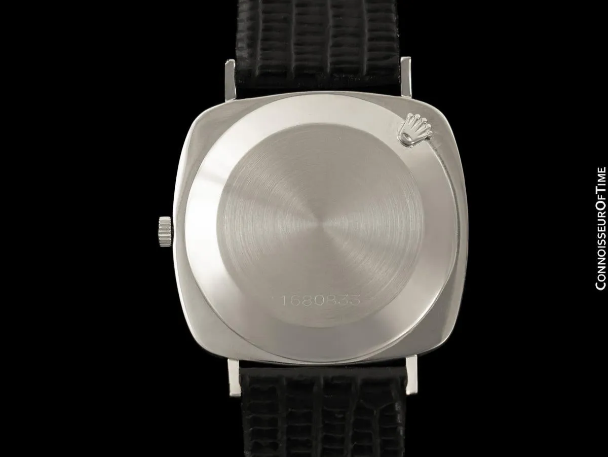 1967 Rolex Cellini Vintage Mens Handwound TV Watch with Bark Bezel, Ref. 3736 - 18K White Gold