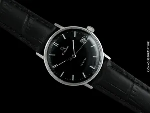1968 Omega De Ville Vintage Mens Handwound Black Dial Watch with Date - Stainless Steel