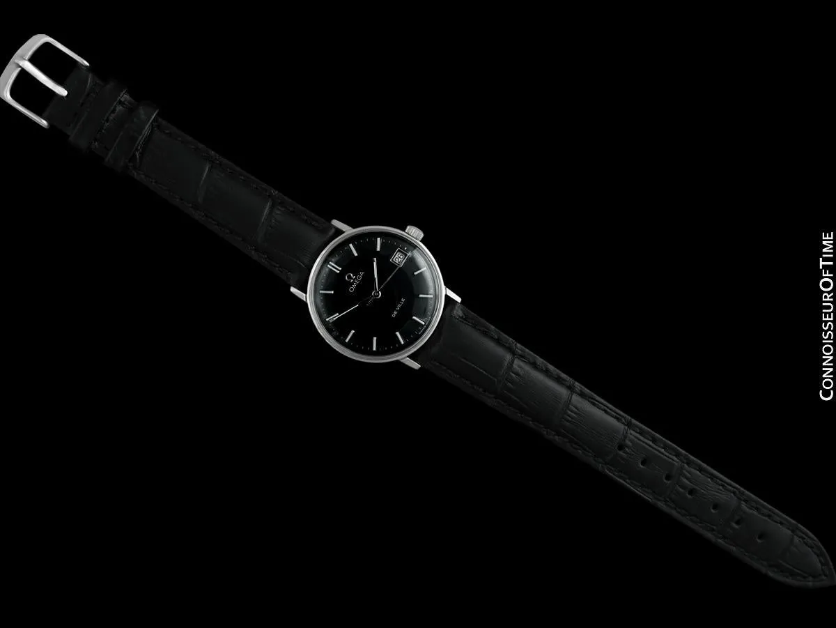 1968 Omega De Ville Vintage Mens Handwound Black Dial Watch with Date - Stainless Steel