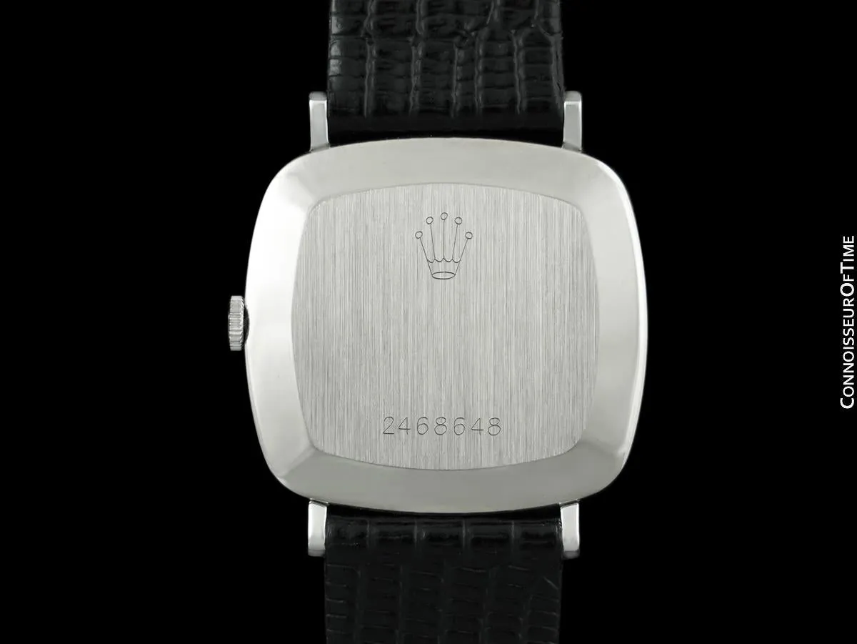 1970 Rolex Cellini Vintage Mens Handwound TV Watch with Bark Bezel, Ref. 3880 - 18K White Gold