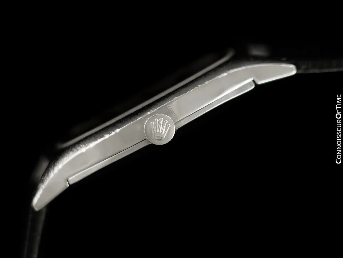 1971 Rolex Cellini Vintage Mens Bark Finish TV Watch, Ref. 3805 - 18K White Gold