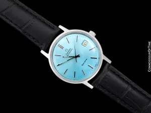 1975 Omega Geneve Vintage Mens Automatic Watch with Tiffany Blue Dial - Stainless Steel