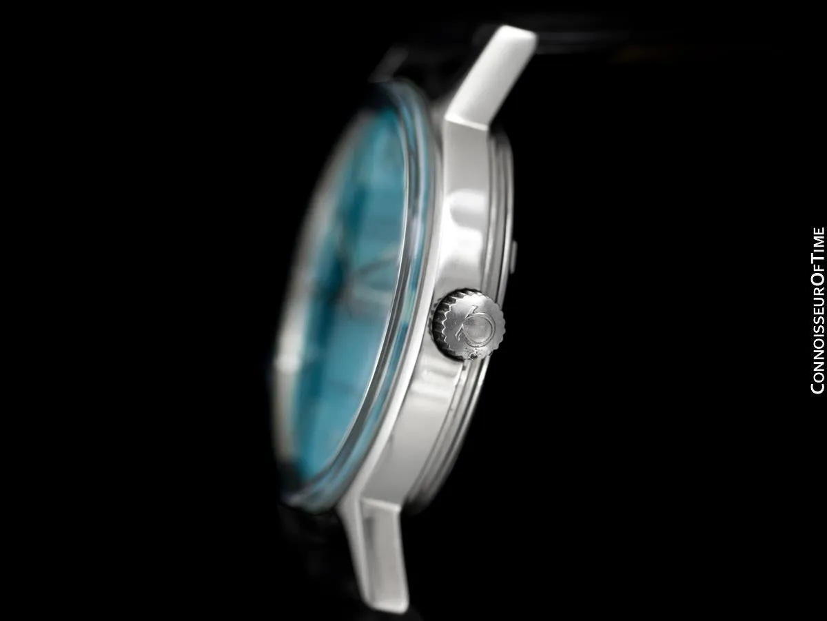 1975 Omega Geneve Vintage Mens Automatic Watch with Tiffany Blue Dial - Stainless Steel