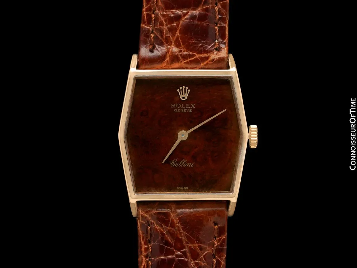1976 Rolex Cellini Vintage Unisex 18K Gold Ref. 4121 Watch - Exotic Wood Dial