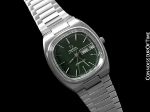 1983 Omega Seamaster Vintage Mens Stainless Steel TV Watch, Automatic, Day Date - Military Camo Green Dial