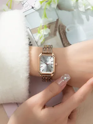 1pc Geometric Dial Quartz Watch - White