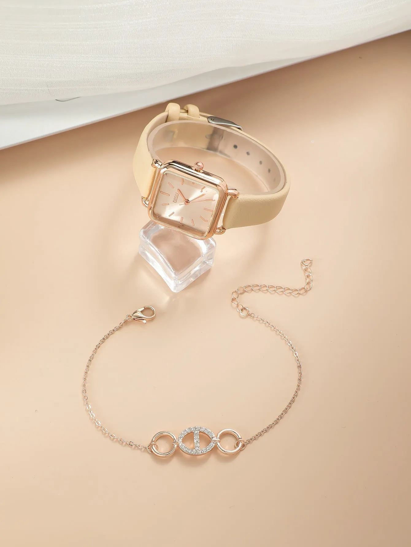 1pc Minimalist Quartz Watch With Bracelet