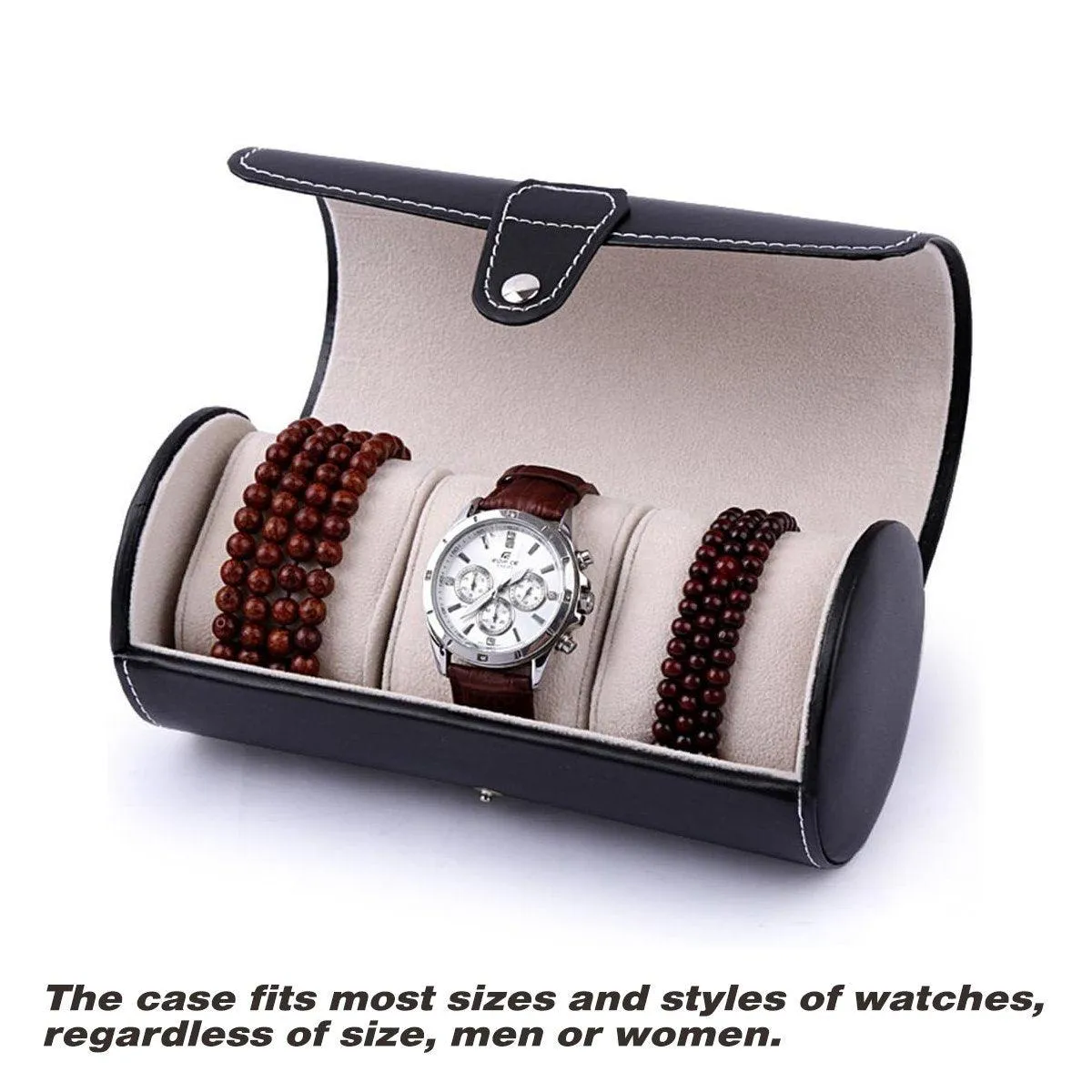 3 Position Cylinder Portable Watch Organizer Storage Case for Watches Jewelry
