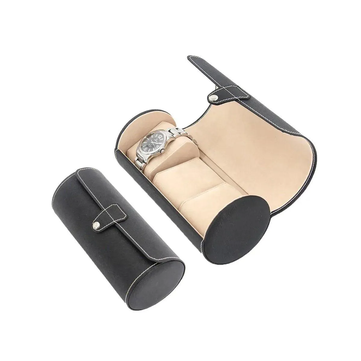 3 Position Cylinder Portable Watch Organizer Storage Case for Watches Jewelry