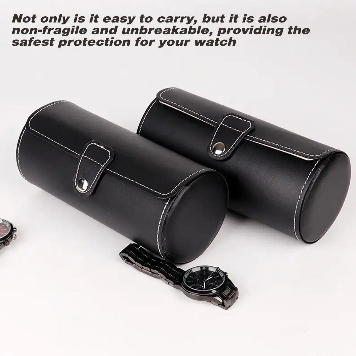 3 Position Cylinder Portable Watch Organizer Storage Case for Watches Jewelry