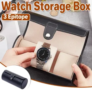 3 Position Cylinder Portable Watch Organizer Storage Case for Watches Jewelry