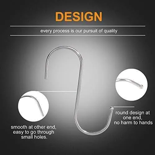 30 Pack Large S Shaped Hanging Hooks, S Hangers for Kitchen, Office, Bathroom, Cloakroom and Garden, Heavy Duty S Hooks by KRENDR