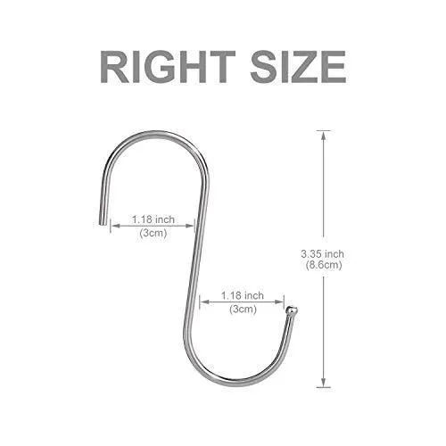 30 Pack Large S Shaped Hanging Hooks, S Hangers for Kitchen, Office, Bathroom, Cloakroom and Garden, Heavy Duty S Hooks by KRENDR